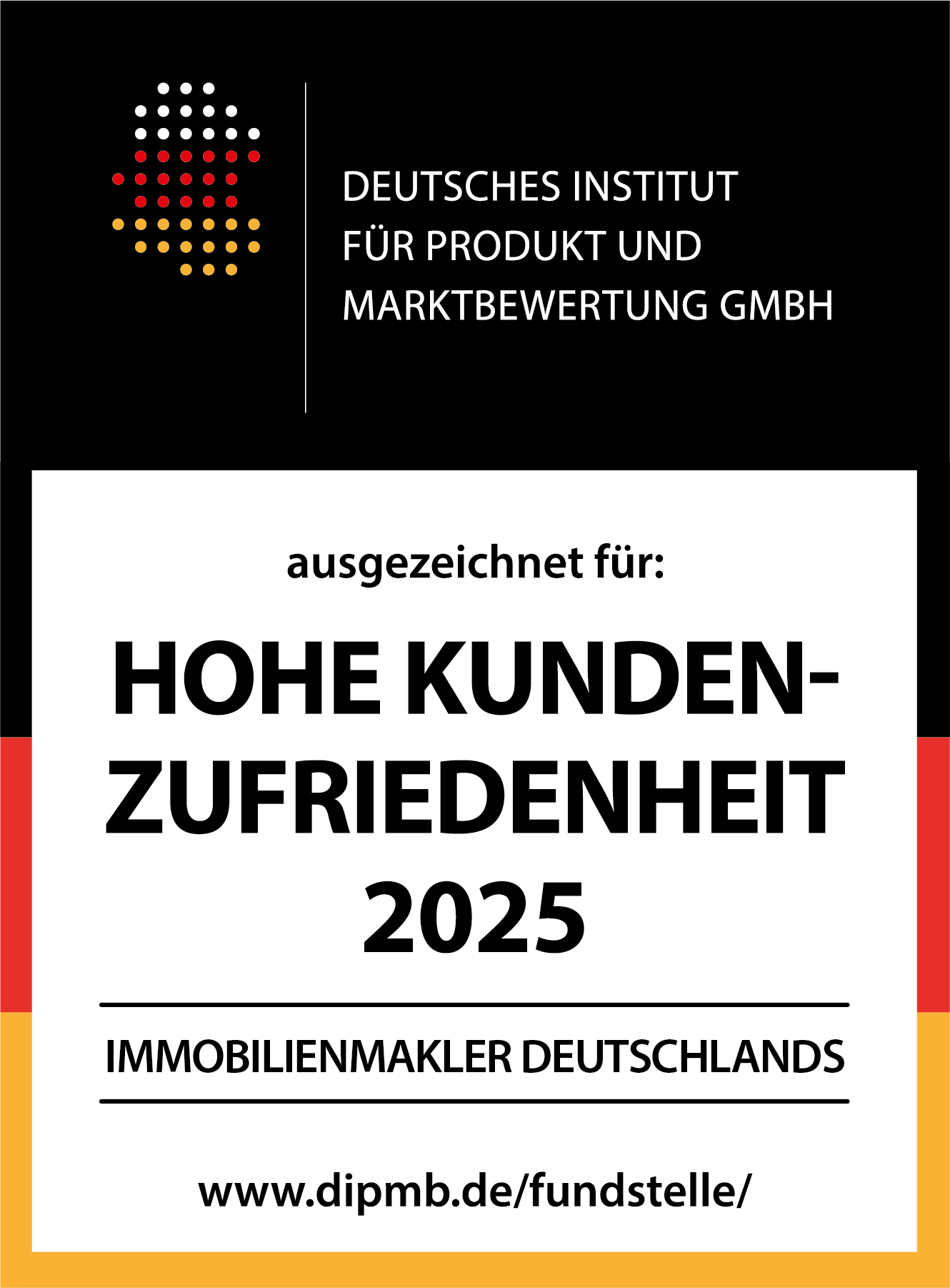 Abzeichen dipmb für hohe Kundenzufriedenheit 2025